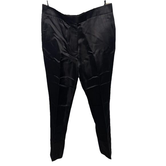 Helmut Lang INTERMIX Trousers Satin Straight Leg High Rise Italy Womens 00 Black - Picture 2 of 14